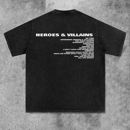 Metro Boomin Hero & Villains Graphic Vintage Acid Wash T-Shirt