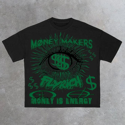 Money Makers Graphics Fly Rich Printed Casual T-Shirt