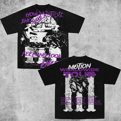 Vintage Motion World Tour Graphic Cotton T-Shirt