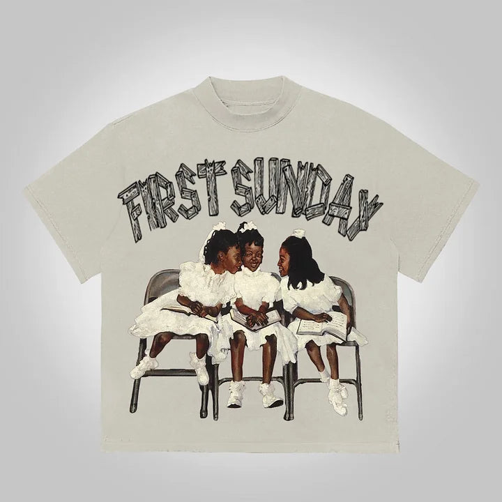 First Sunday Graphic 100% Cotton Basic T-Shirt