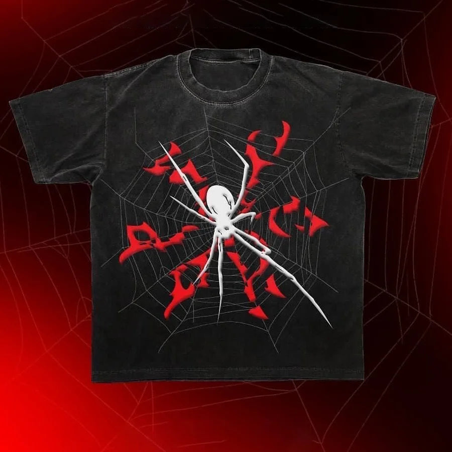 Y2k Fashion Spider Graphic Print Cotton T-Shirt