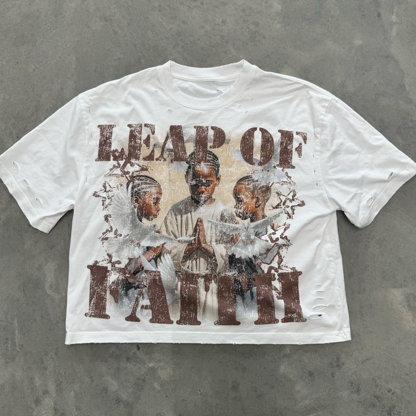 Vintage Leap Of Faith Graphic 100% Cotton T-Shirt