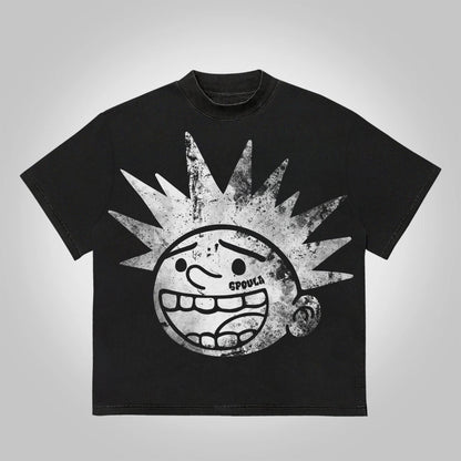 Explosive Mood Face Cartoon Graphics Cotton T-Shirt