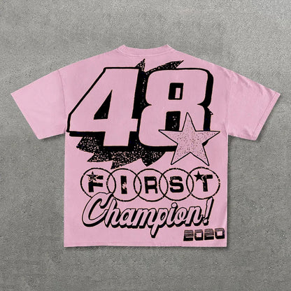 First48 Racing Club Vintage Print Graphic Cotton T-Shirt