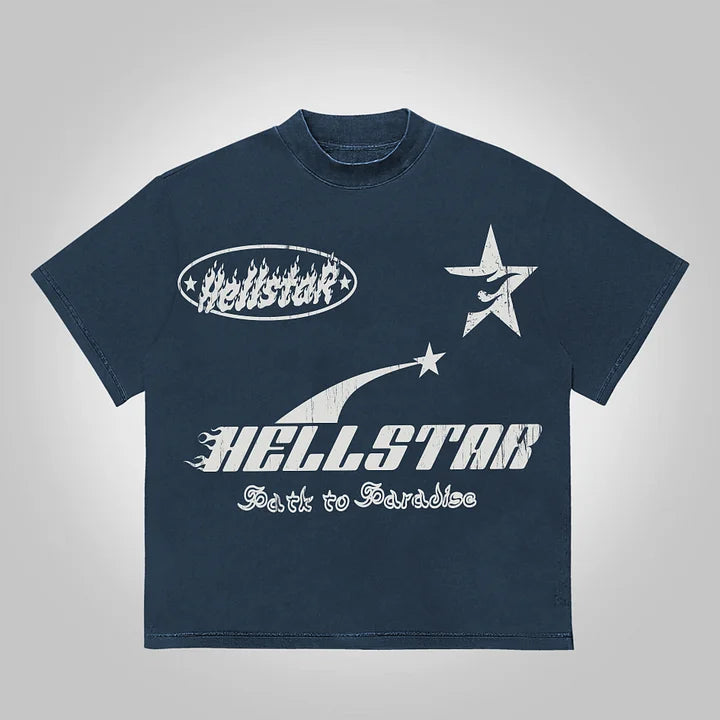 Hell Vintage Star Graphics Cotton T-Shirt