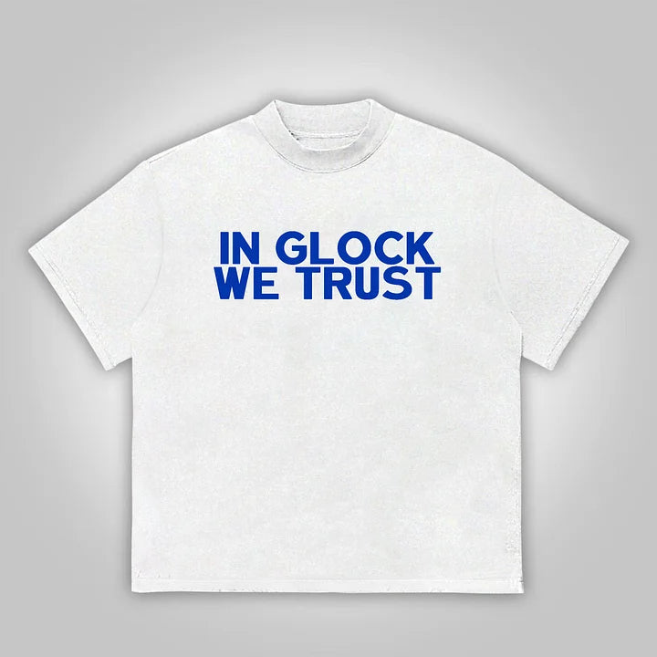 Vintage In Glock We Trust Graphic Cotton T-Shirt