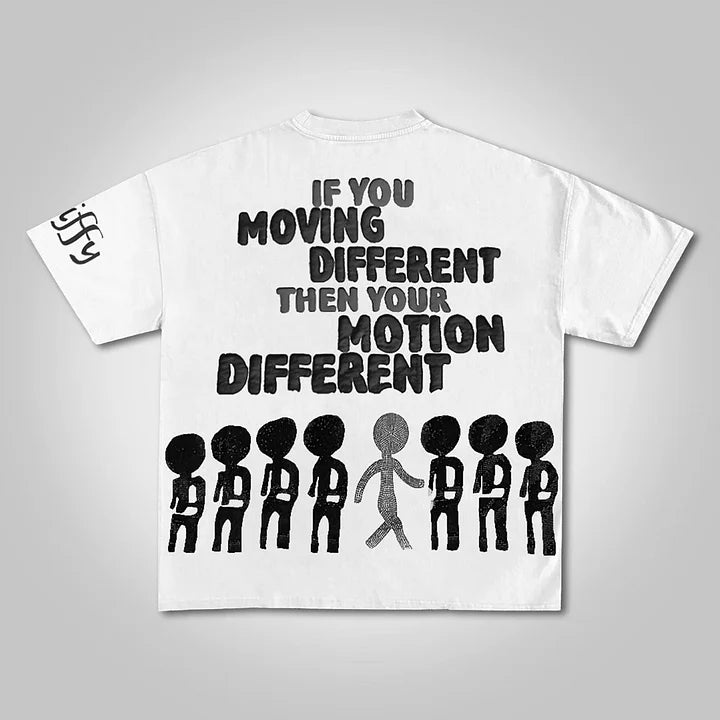 Vintage Motion Different Graphic 100% Cotton Short Sleeve T-Shirt