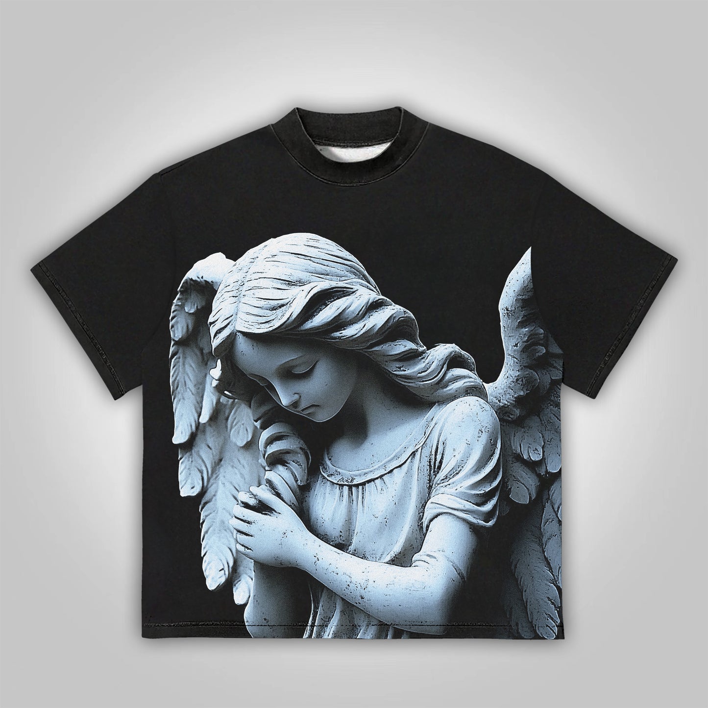 Fully Printed Vintage Broken Angel Statue Graphic Cotton T-shirt