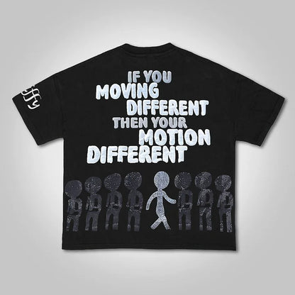 Vintage Motion Different Graphic 100% Cotton Short Sleeve T-Shirt