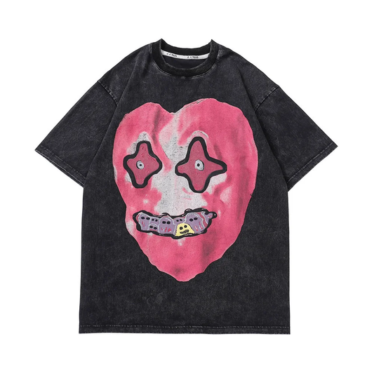 Vintage Heart Graphic Men's Streetwear Oversized T-Shirts