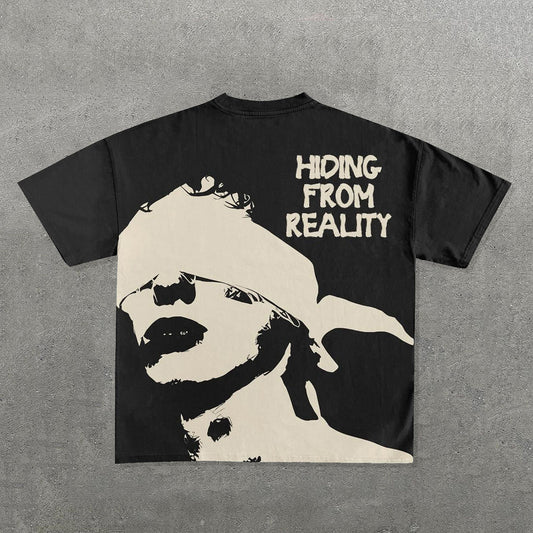 Unisex Hiding From Reality Graphic Cotton T-Shirt