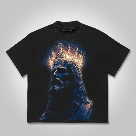 Vintage Jesus Graphic Print Cotton T-shirt