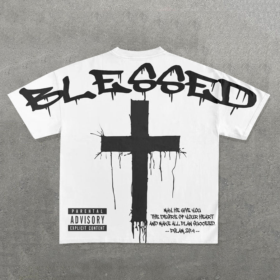 Unisex Blessed Cross Graphic Cotton T-Shirt