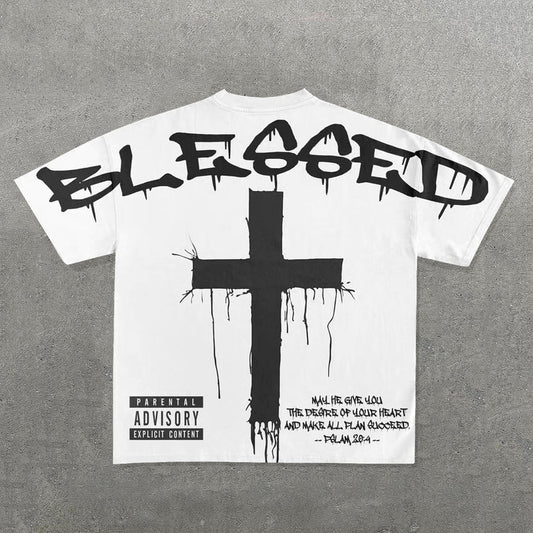 Unisex Blessed Cross Graphic Cotton T-Shirt