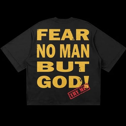 Vintage Fear No Man But God Jesus Graphic 100% Cotton Short Sleeve T-Shirt