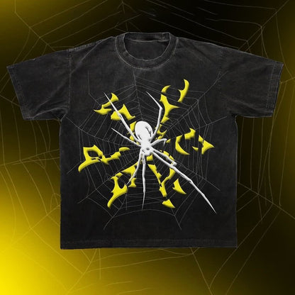 Y2k Fashion Spider Graphic Print Cotton T-Shirt