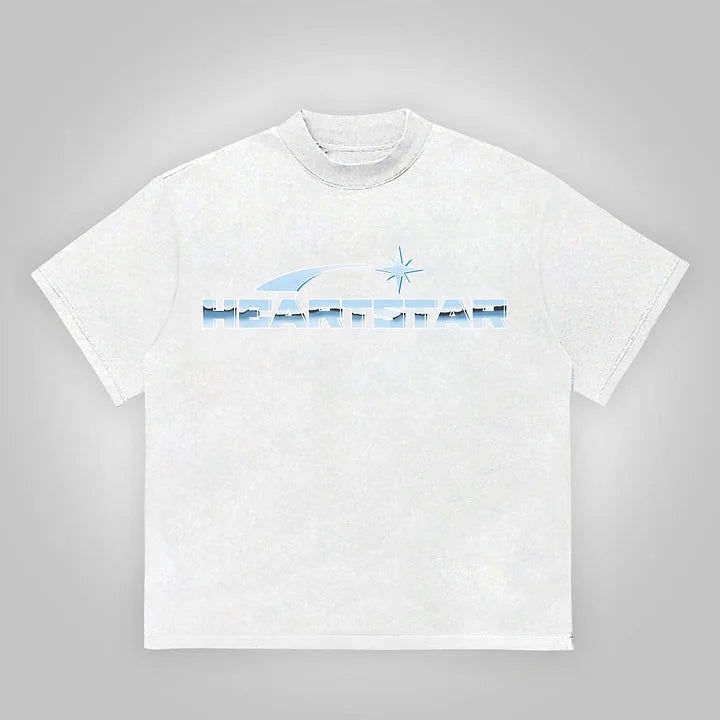 Vintage Heart Star Graphic Cotton T-Shirt