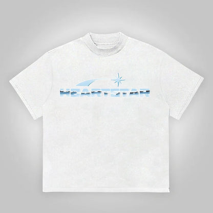 Vintage Heart Star Graphic Cotton T-Shirt