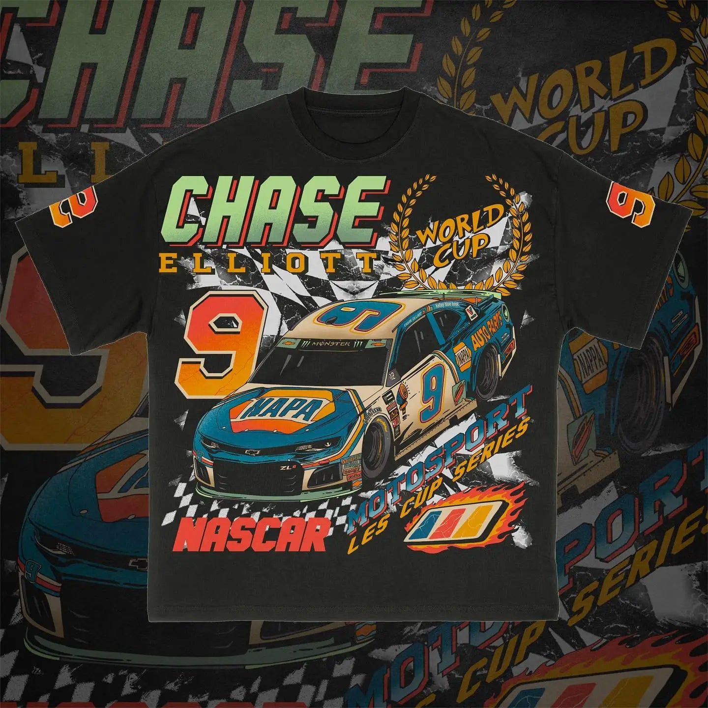 Vintage Nascar Chase Elliott 9 Graphic Cotton Short Sleeve T-Shirt