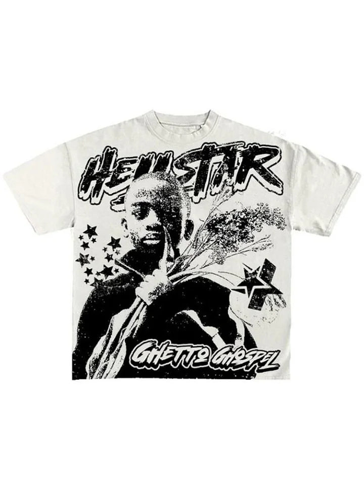 Vintage Ghetto Ghospel Graphic Cotton Short Sleeve T-Shirt