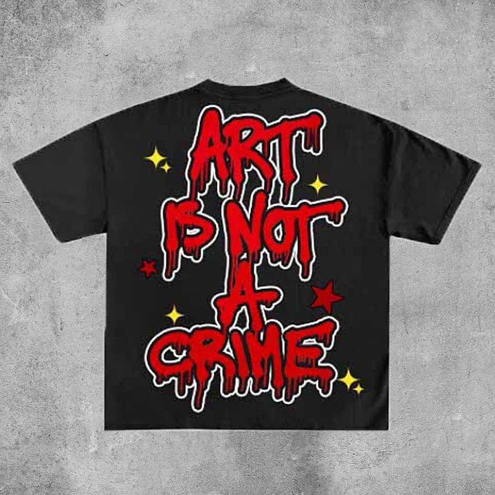 Art Is No Crime But Fly Rich Graphic Cotton T-Shirt