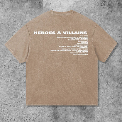 Metro Boomin Hero & Villains Graphic Vintage Acid Wash T-Shirt