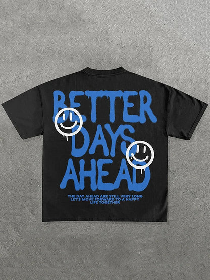 Vintage Better Days Ahead Graphic Cotton Short Sleeve T-Shirt