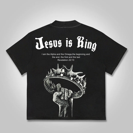 Jesus Is King Graphic Print Cotton T-shirt