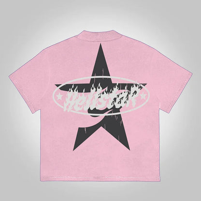 Hell Vintage Star Graphics Cotton T-Shirt