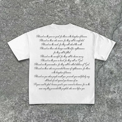 The Scriptures Of The Blessed Virgin Mary Print Cotton T-Shirt