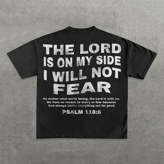 Vintage The Lord Is On My Side I Will Not Fear Graphic Cotton T-Shirt