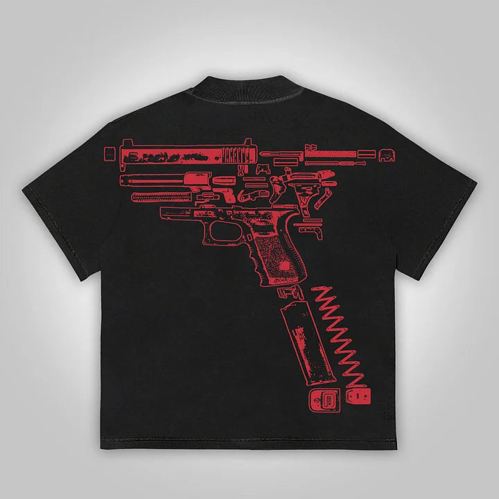 Vintage In Glock We Trust Graphic Cotton T-Shirt