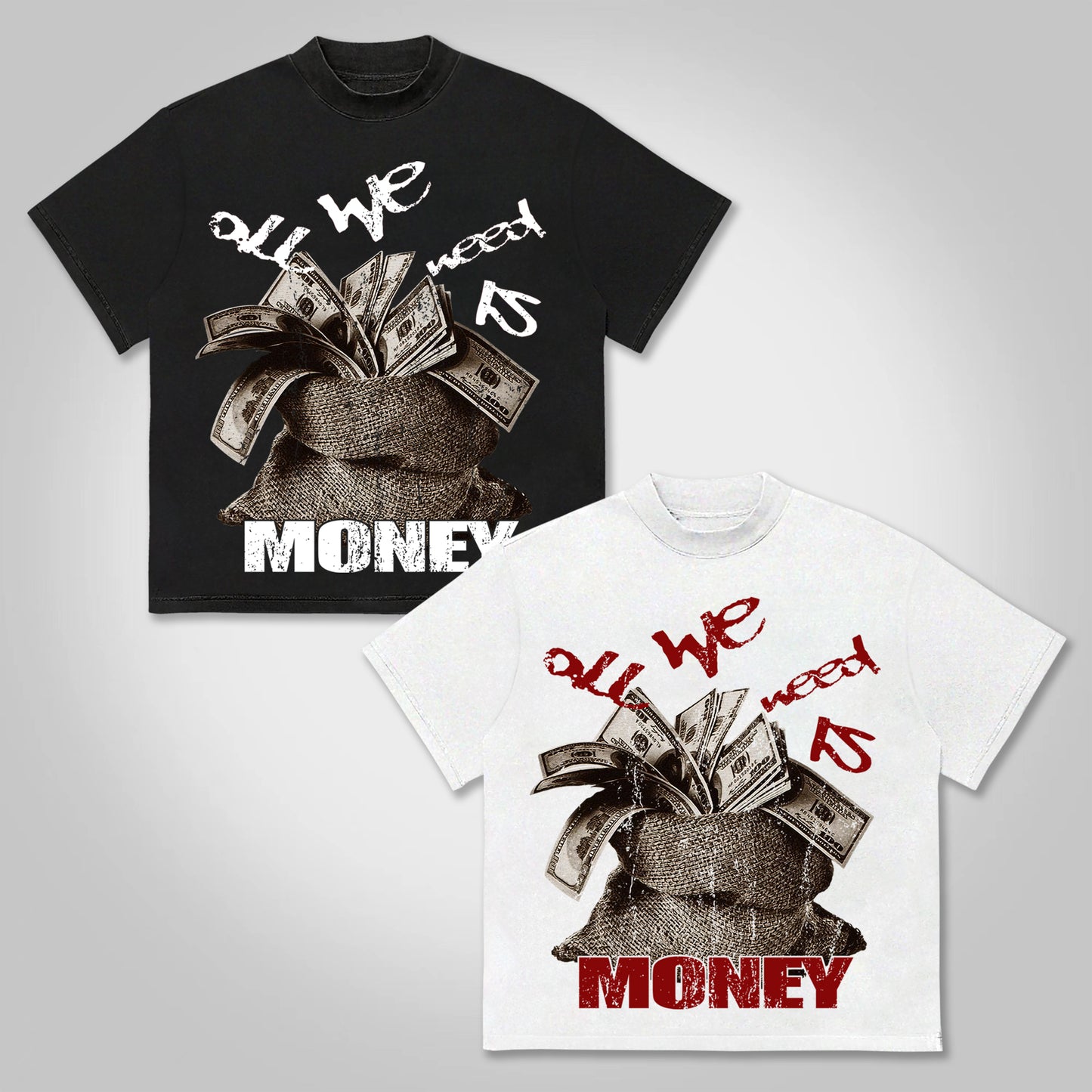 All We Need Is Money Graphic Print Cotton T-shirt