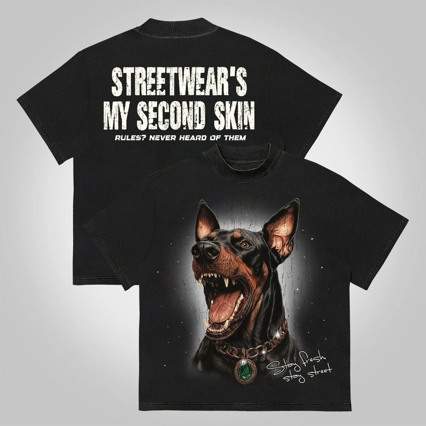 Vintage Street Doberman Graphic Cotton T-shirt