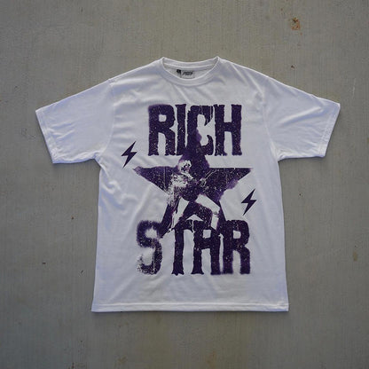 Vintage Rich Star Art Graphic Print T-Shirt