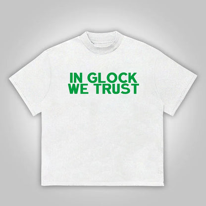 Vintage In Glock We Trust Graphic Cotton T-Shirt