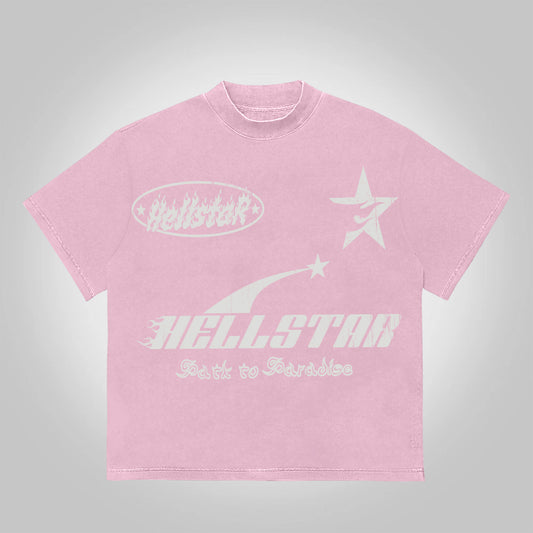 Hell Vintage Star Graphics Cotton T-Shirt