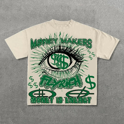 Money Makers Graphics Fly Rich Printed Casual T-Shirt