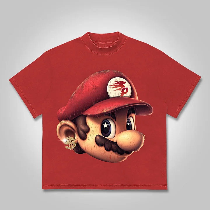 Y2k Vintage Cartoon Game Big Head Cotton T-shirt