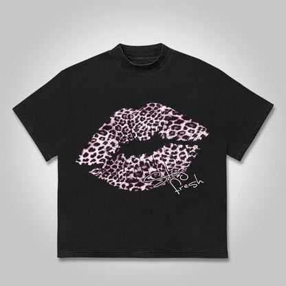 No. 69 Leopard Lips Graphic Cotton T-shirt