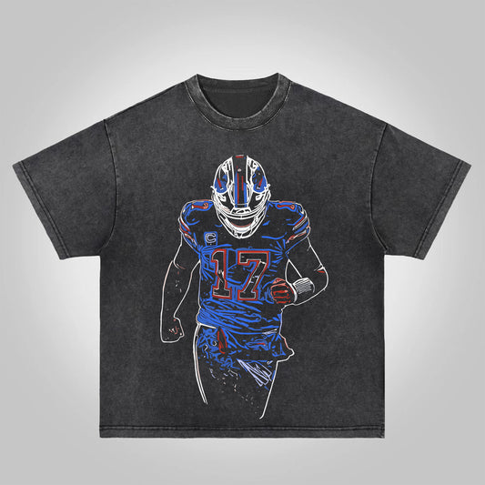 Josh Allen Neon Graphic Acid Washed T-shirt