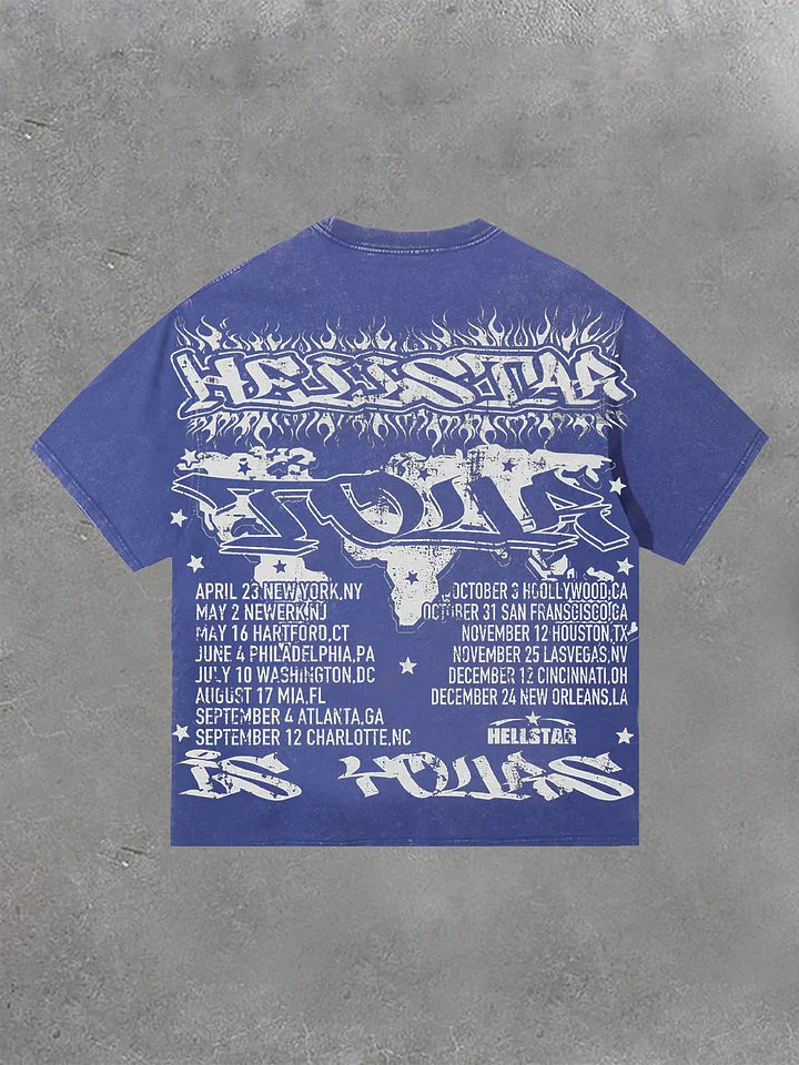 Retro Worldwide Graphic Acid Washed T-Shirt