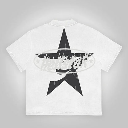 Hell Vintage Star Graphics Cotton T-Shirt