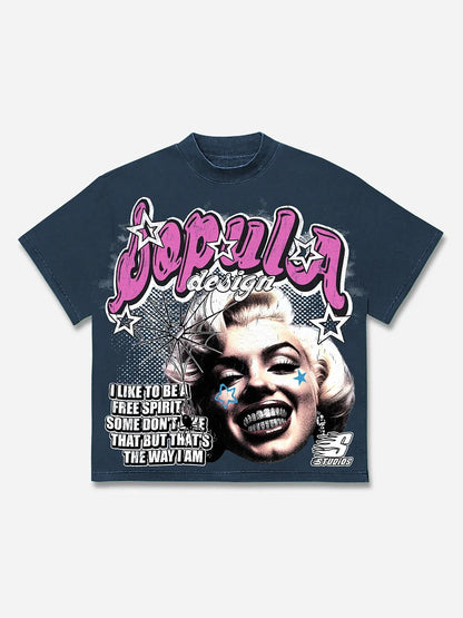 From Street Marilyn Monroe Character Graphics Cotton T-shirt