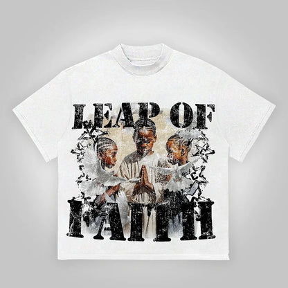 Vintage Leap Of Faith Graphic 100% Cotton T-Shirt