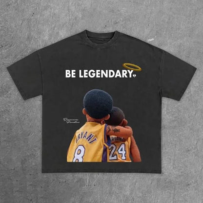 Vintage Be Legendary Graphic Casual Street Basketball T-Shirt