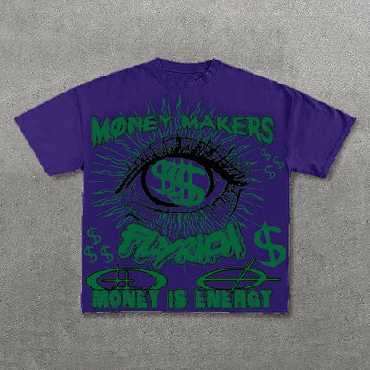 Money Makers Graphics Fly Rich Printed Casual T-Shirt