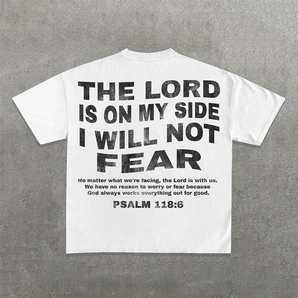 Vintage The Lord Is On My Side I Will Not Fear Graphic Cotton T-Shirt