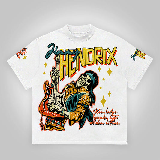 Hendrix Fashion Guitarist Graphic Cotton T-Shirt