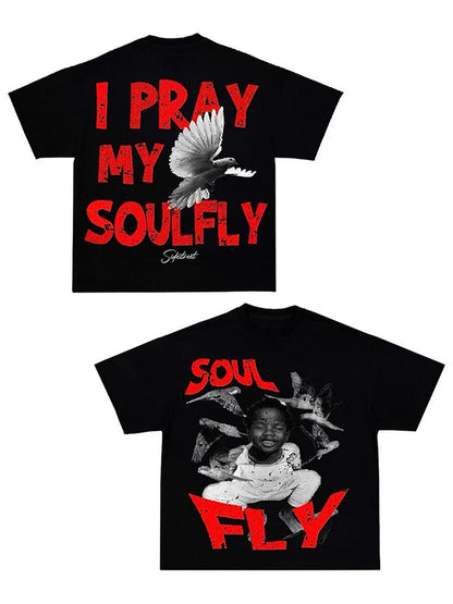 I Pray My Soul Fly Print Graphic T-Shirt